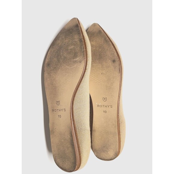 Rothy's Pointed Toe Flats 10 Beige Nude Camel OG Shoe Women - Picture 8 of 8